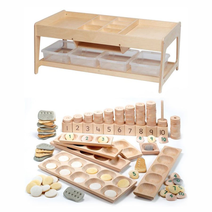 Investigative Play Table with 4 Clear Tubs or Baskets