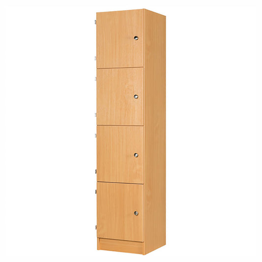 Secondary Height Four Door Premium Wooden Locker - H1800mm Flat Top with knob handle