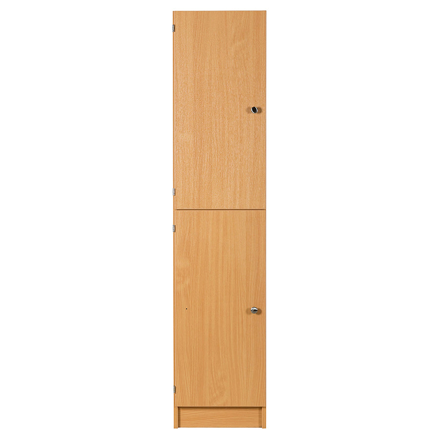 Secondary Height Two Door Premium Wooden Locker - H1800mm Flat Top with knob handle front view