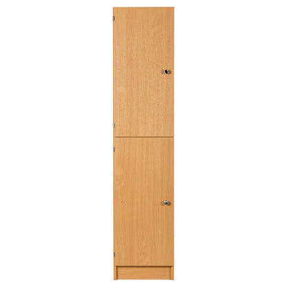 Secondary Height Two Door Premium Wooden Locker - H1800mm Flat Top with knob handle front view