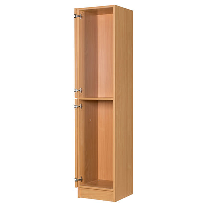 Secondary Height Two Door Premium Wooden Locker - H1800mm Flat Top with open doors and fold back hinges 1