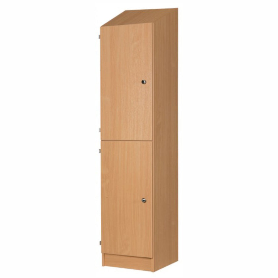 Secondary Height Two Door Premium Wooden Locker - H1800mm Slope Top with knob handle