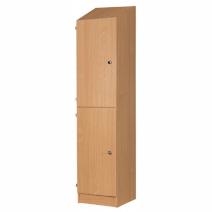 Secondary Height Two Door Premium Wooden Locker - H1800mm Slope Top with knob handle