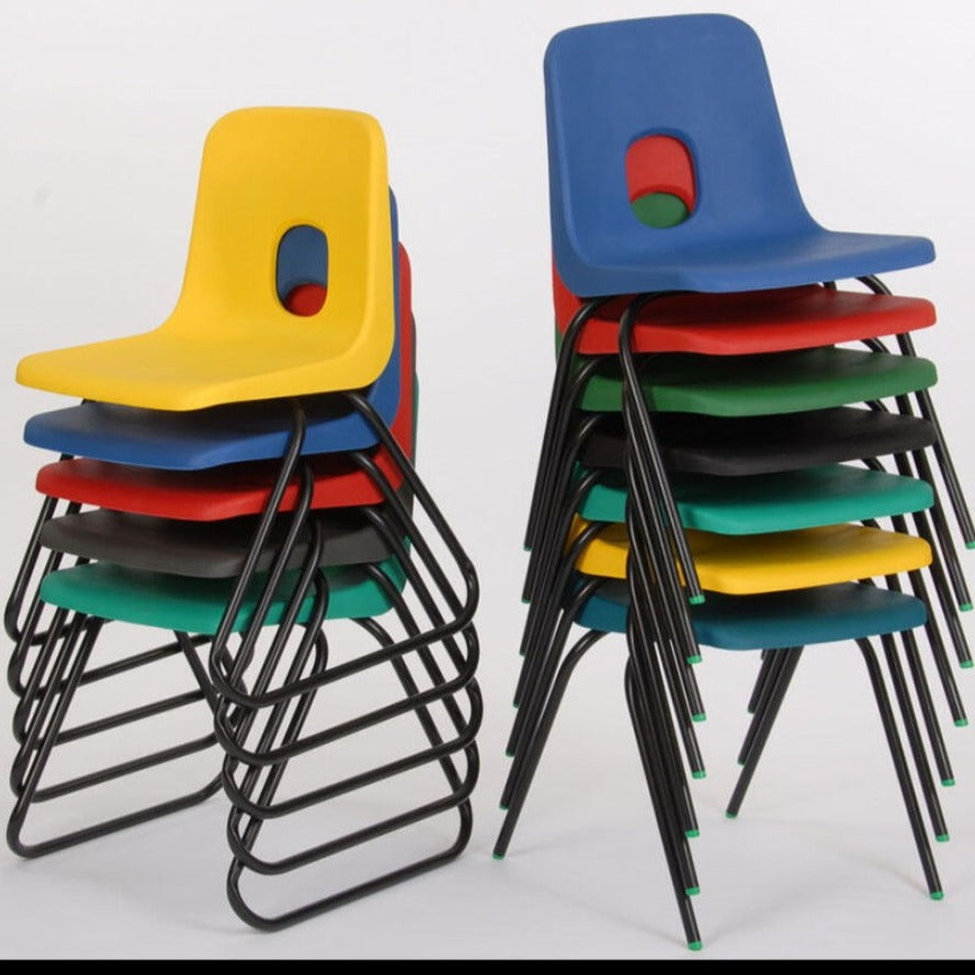 Series E Poly 4 Leg and Skid Base Chair School chairs Stacked