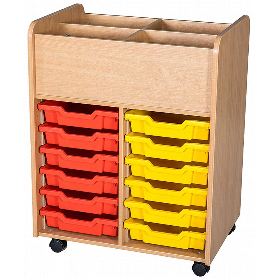 Smart Storage 12 Gratnells Tray Mobile Double Kinderbox Book Trolley 1