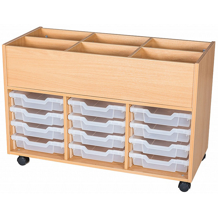 Smart Storage 12 Gratnells Tray Mobile Triple Kinderbox Book Trolley 1