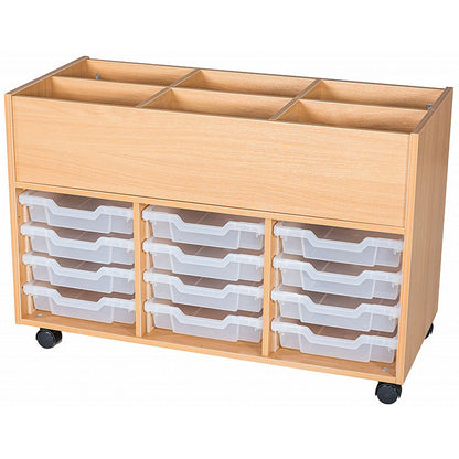 Smart Storage 12 Gratnells Tray Mobile Triple Kinderbox Book Trolley 1