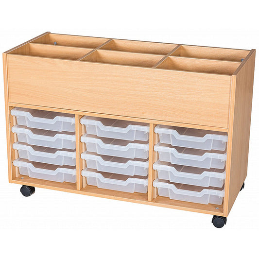 Smart Storage 12 Gratnells Tray Mobile Triple Kinderbox Book Trolley 1