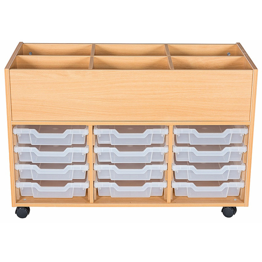 Smart Storage 12 Gratnells Tray Mobile Triple Kinderbox Book Trolley 2