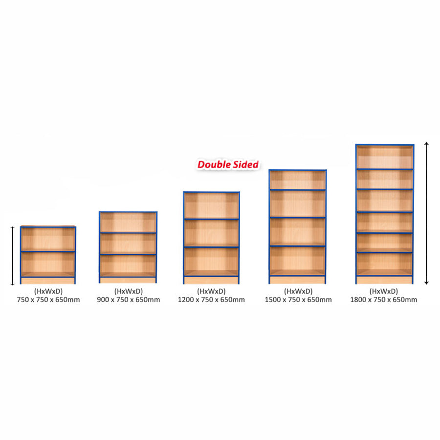 Smart Storage Folio 750mm Wide Double Sided Flat Top Library Bookcases