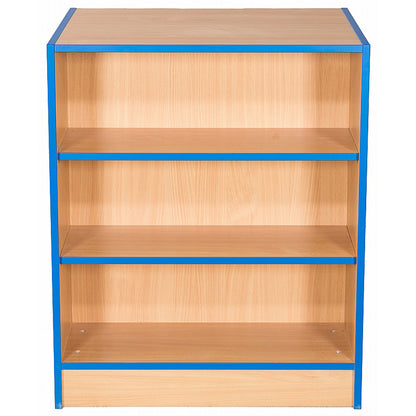 Smart Storage Folio 750mm Wide Double Sided Flat Top Library Bookcases with 2 shelves front view