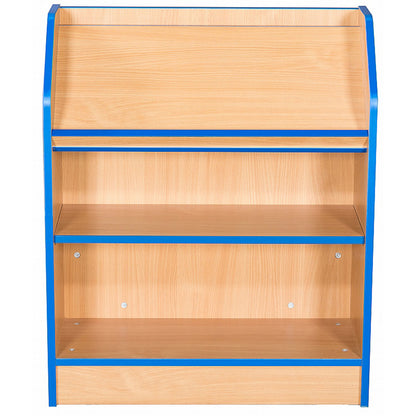 Smart Storage Folio 750mm Wide Library Bookcase with 1 Angled Top Shelf and 1 Adjustable Shelf front view