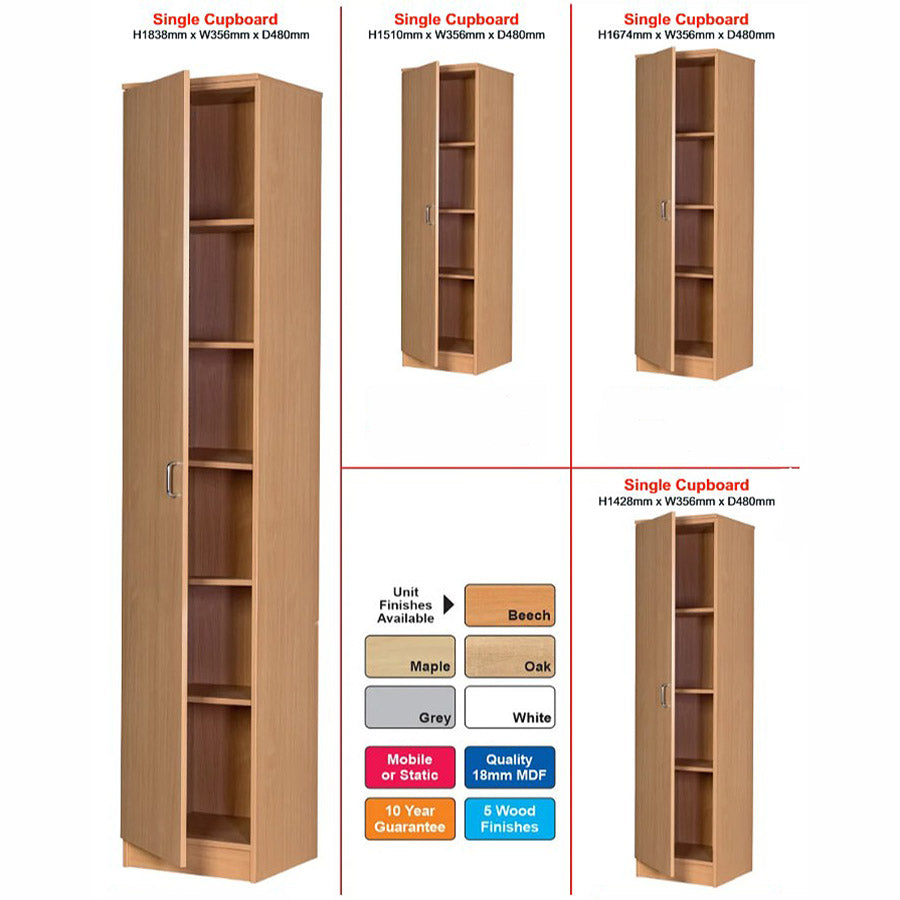 Smart Storage Single High Cupboard W356mm - 4 Heights