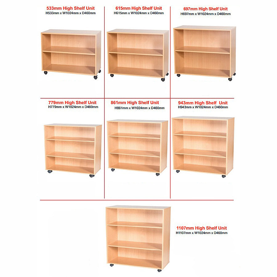 Smart Storage Single Mobile Open Shelf  W1024mm Units 7 Heights