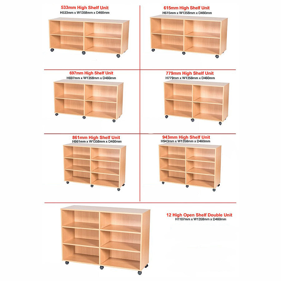 Smart Storage Single Mobile Open Shelf  W1358mm Units 7 Heights