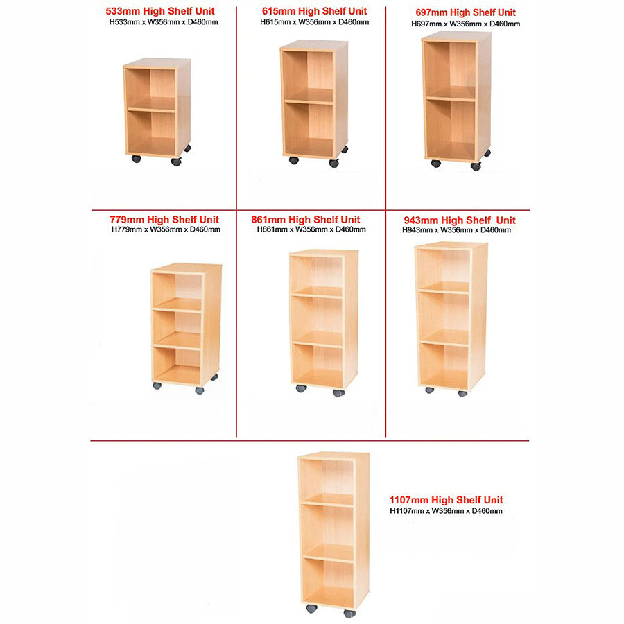 Smart Storage Single Mobile Open Shelf  W356mm Units 7 Heights