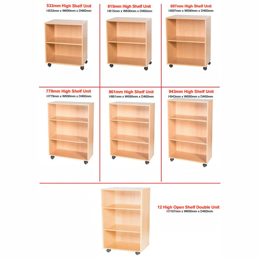 Smart Storage Single Mobile Open Shelf  W690mm Units 7 Heights