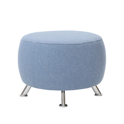 SELBY CURVED ROUND POUF WITH  CHROME PLATED LEGS
