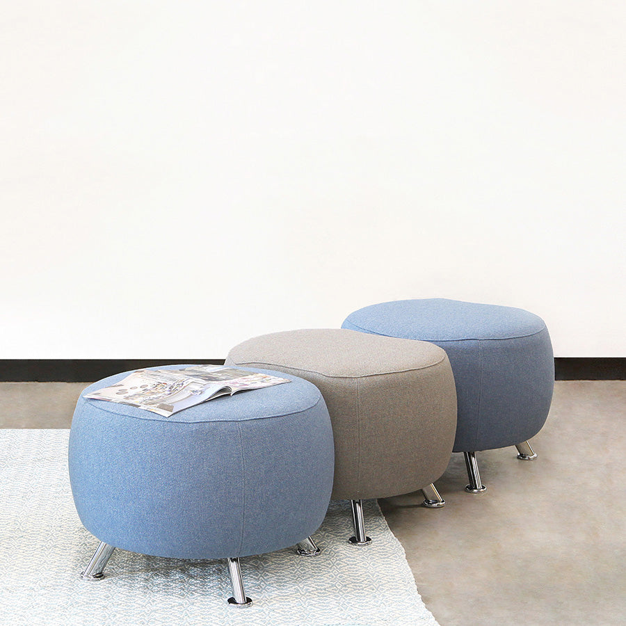 Summit Selby Curved and Scalloped Round Poufs with Chrome Plated Legs Skittle SK55 and SK56 CR63815 CR63816