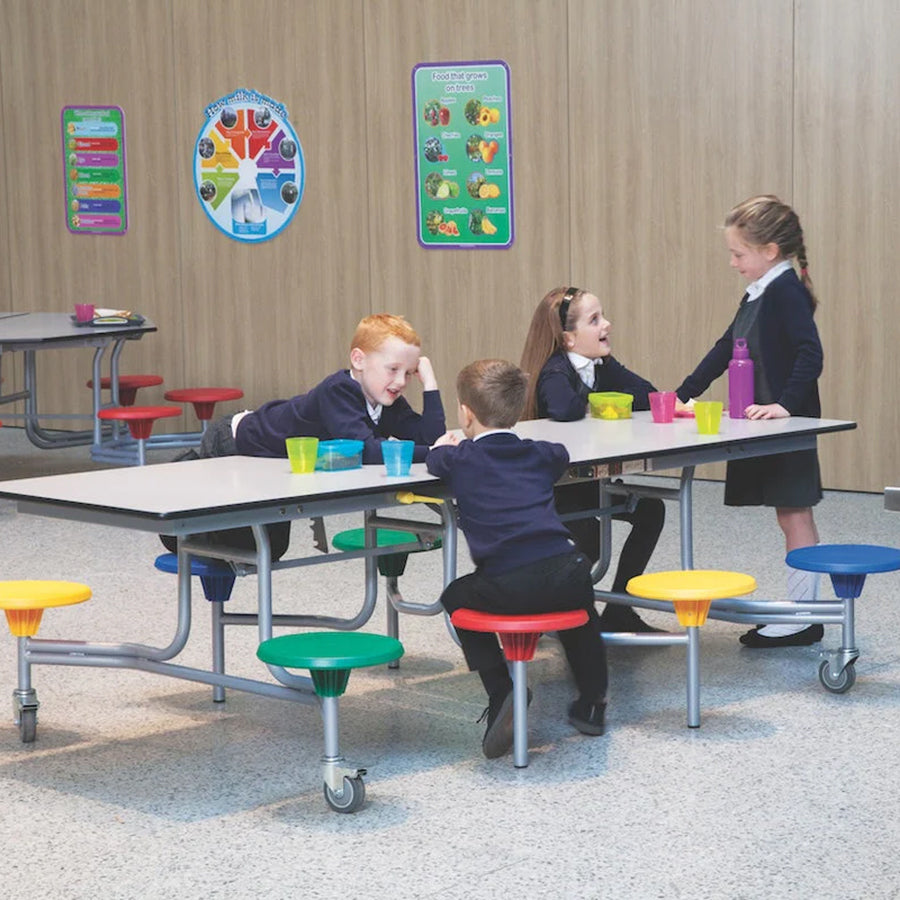 Rectangular Mobile Folding Table with 8 Seats