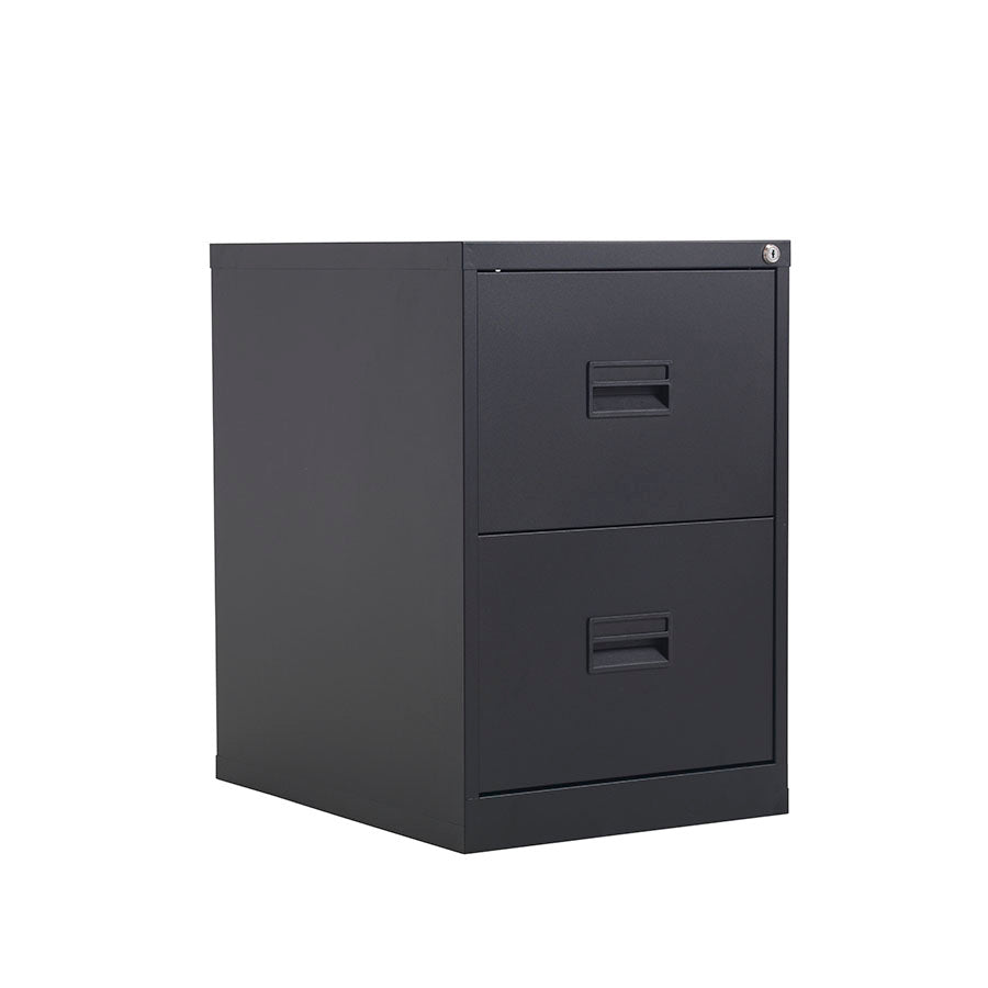 Talos Steel Filing Cabinet 2 drawer Black
