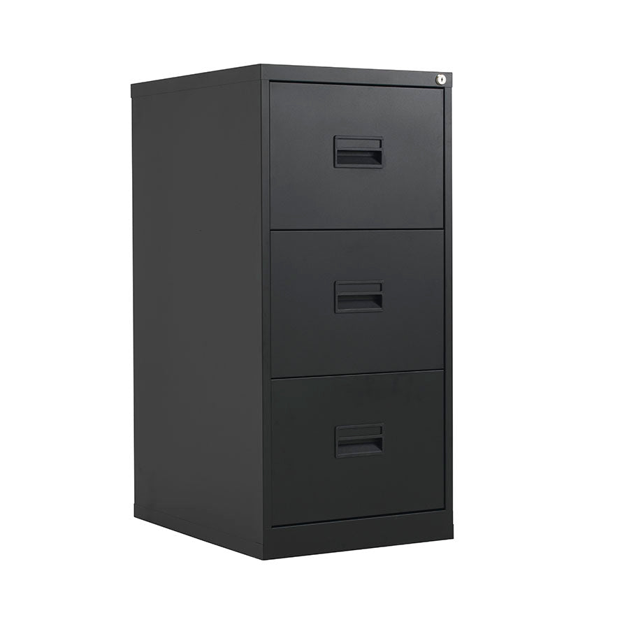 Talos Steel Filing Cabinet 3 drawer Black