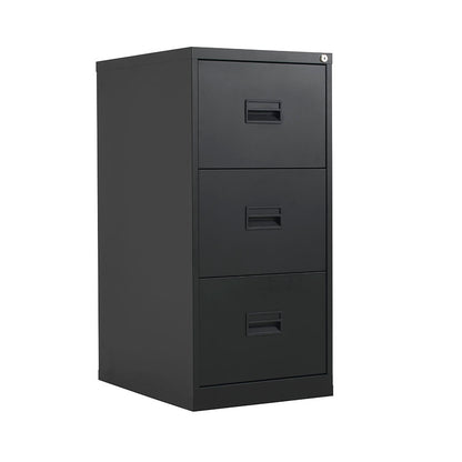 Talos Steel Filing Cabinet 3 drawer Black