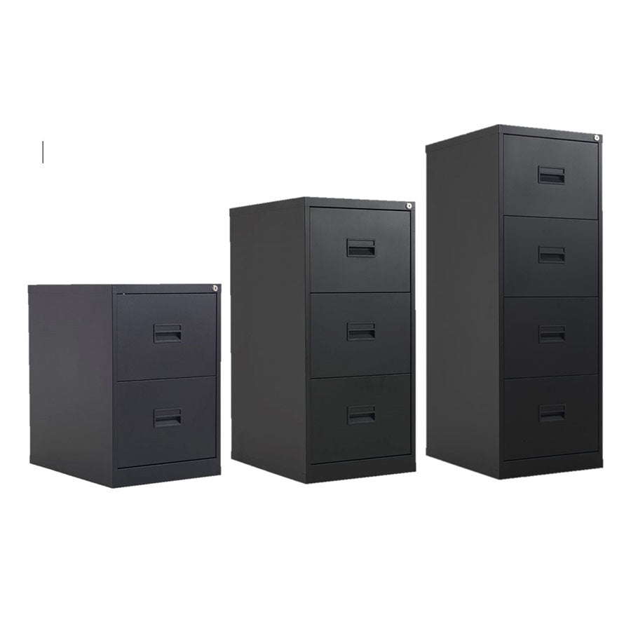 Talos Steel Filing Cabinets 2, 3 and 4 drawer Black