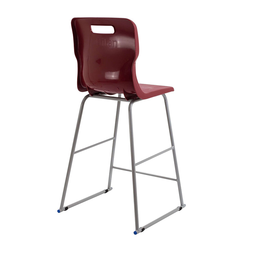 Titan High Chair Steel Frame and Polypropylene Seat Burgundy SH690mm Back View