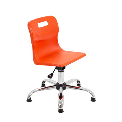 Titan Junior Swivel Chair with Chrome Base on Glides Orange Polypropylene Seat
