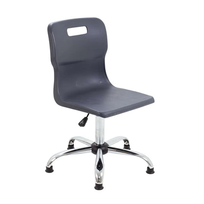 Titan Senior Swivel Chair with Chrome Base on Glides Charcoal Polypropylene Seat