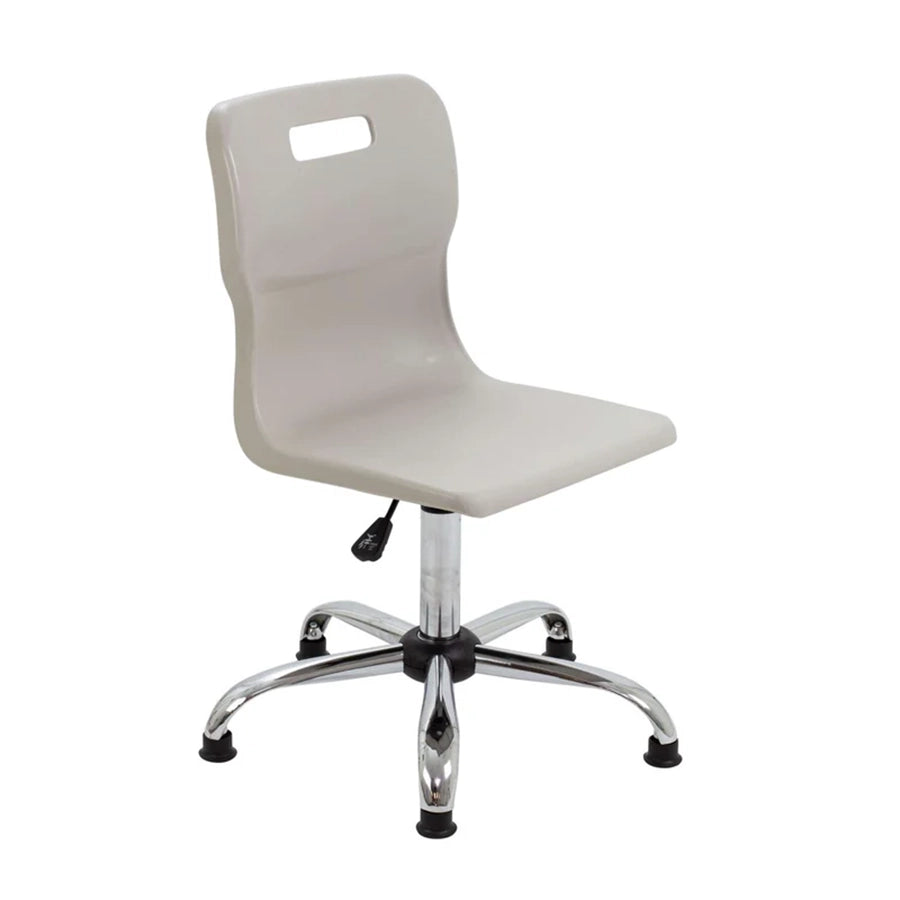 Titan Senior Swivel Chair with Chrome Base on Glides Grey Polypropylene Seat
