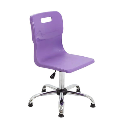 Titan Senior Swivel Chair with Chrome Base on Glides Purple Polypropylene Seat
