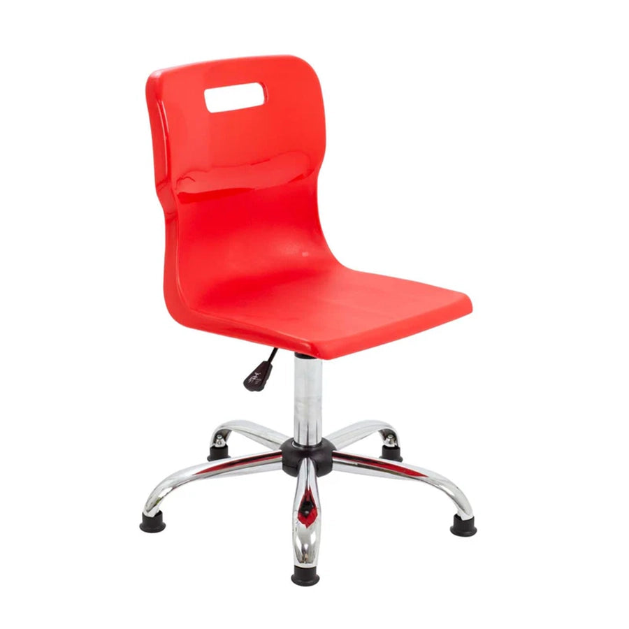 Titan Senior Swivel Chair with Chrome Base on Glides Red Polypropylene Seat