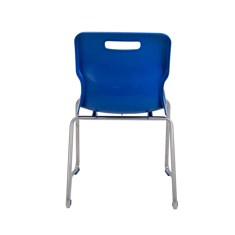Titan Skid Base Chair with Steel Frame and Blue Polypropylene Seat Size Mark 6 SH460mm Back View