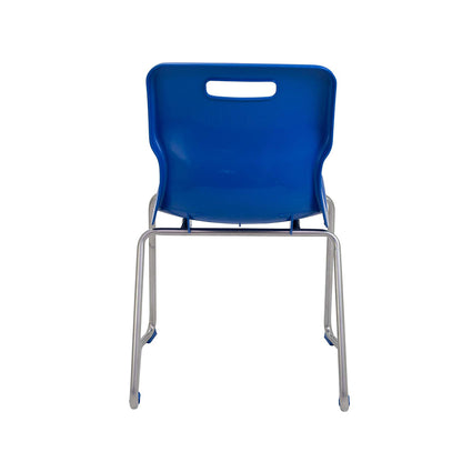 Titan Skid Base Chair with Steel Frame and Blue Polypropylene Seat Size Mark 6 SH460mm Back View