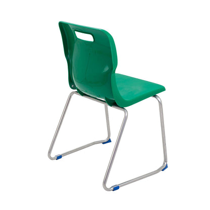 Titan Skid Base Chair with Steel Frame and Green Polypropylene Seat Size Mark 6 SH460mm Back View