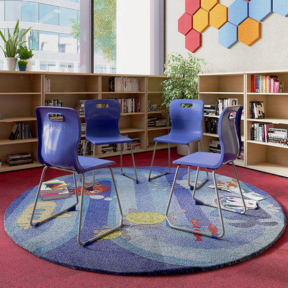 Titan Skid Base Chair with Steel Frame and Purple Polypropylene Seat Lifestyle Image