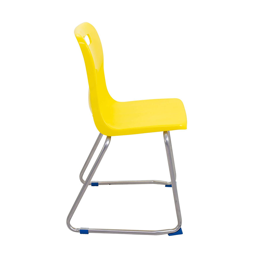 Titan Skid Base Chair with Steel Frame and Yellow Polypropylene Seat Size Mark 6 SH460mm Side View