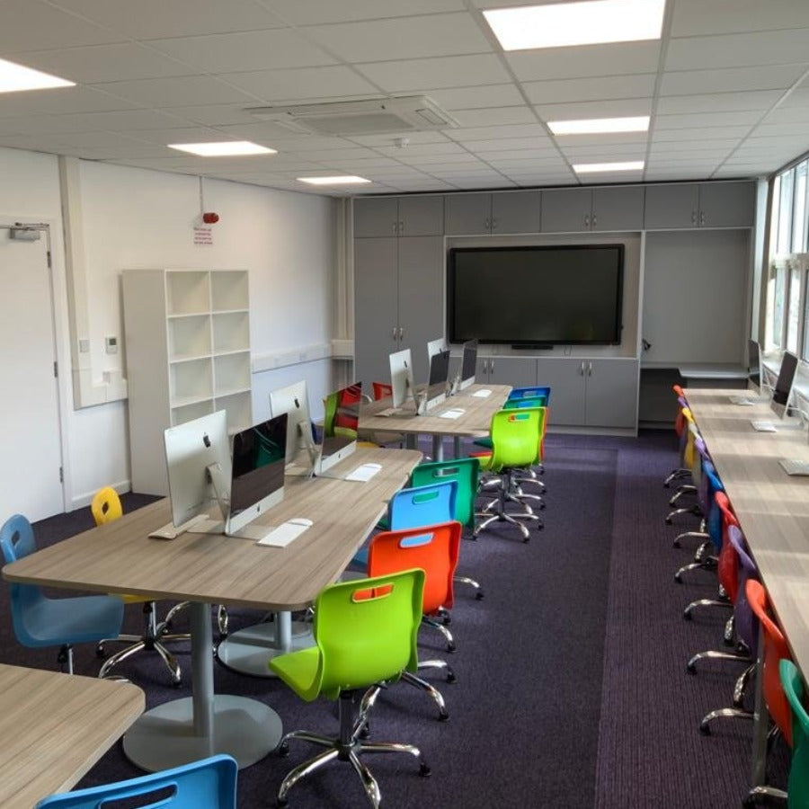 Titan Swivel Chair with Chrome Base and different colour seats IT Lifestyle Image