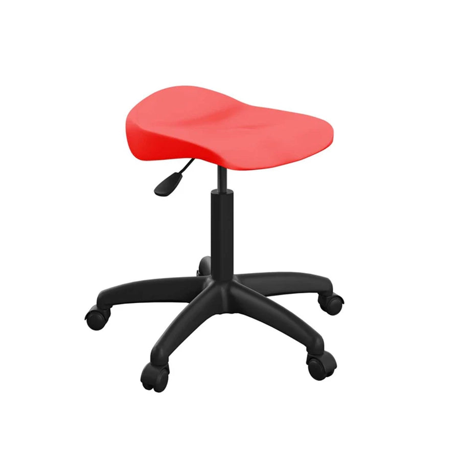 Titan Swivel Stool with Black Base Senior Red on Castors