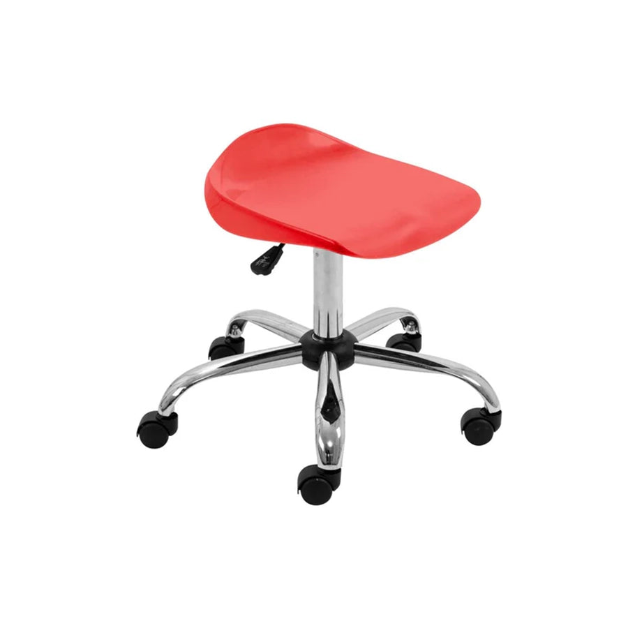Titan Swivel Stool with Chrome Base Senior Red on Castors