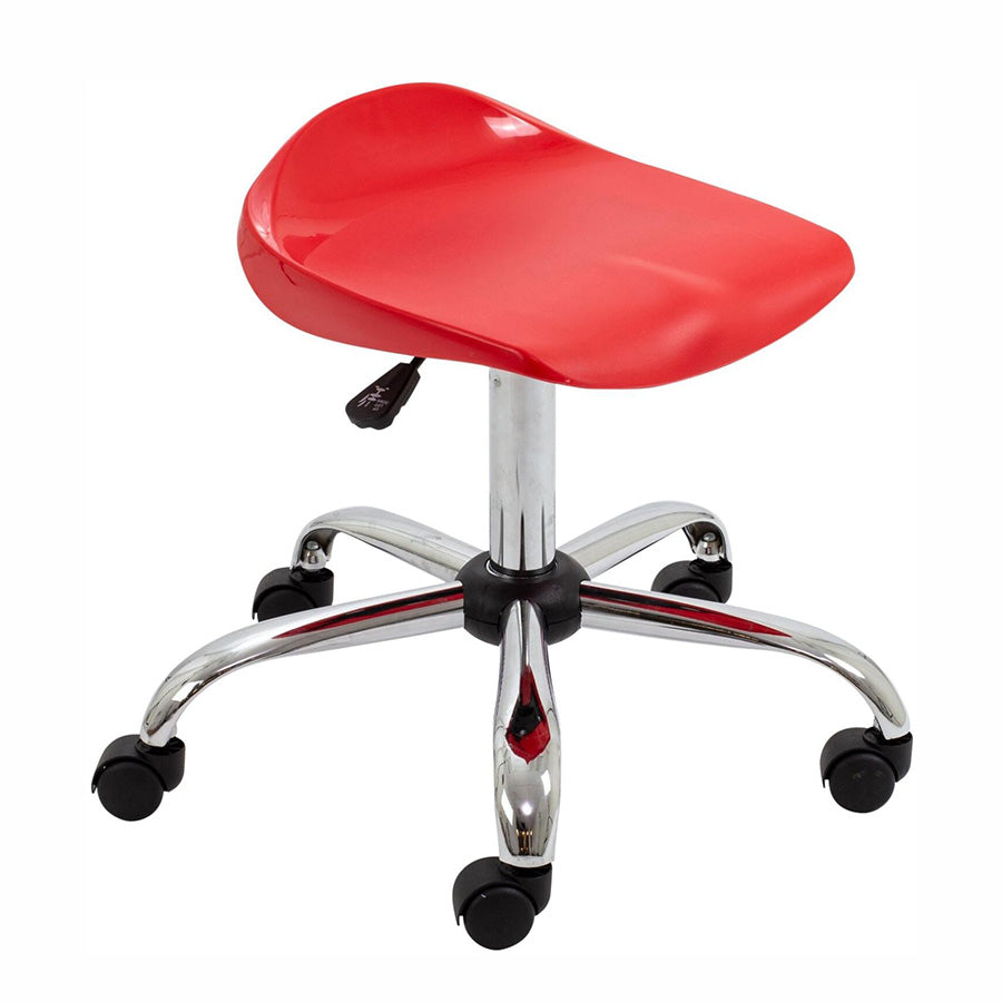 Titan Swivel Stool with Chrome Base Senior Red on Castors 1