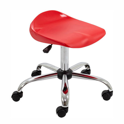 Titan Swivel Stool with Chrome Base Senior Red on Castors 1