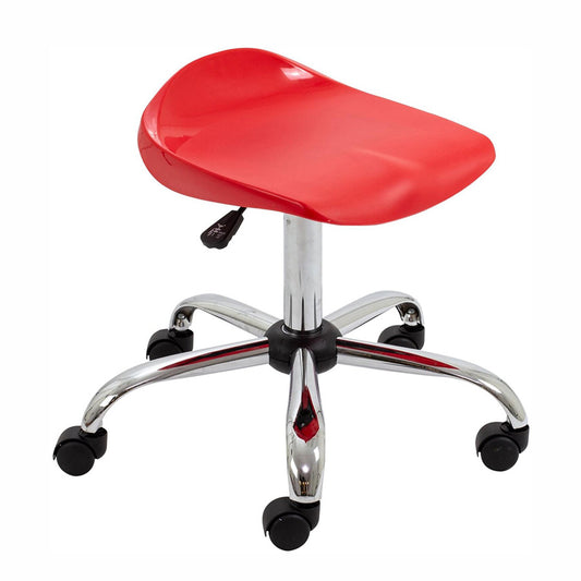 Titan Swivel Stool with Chrome Base Senior Red on Castors 1