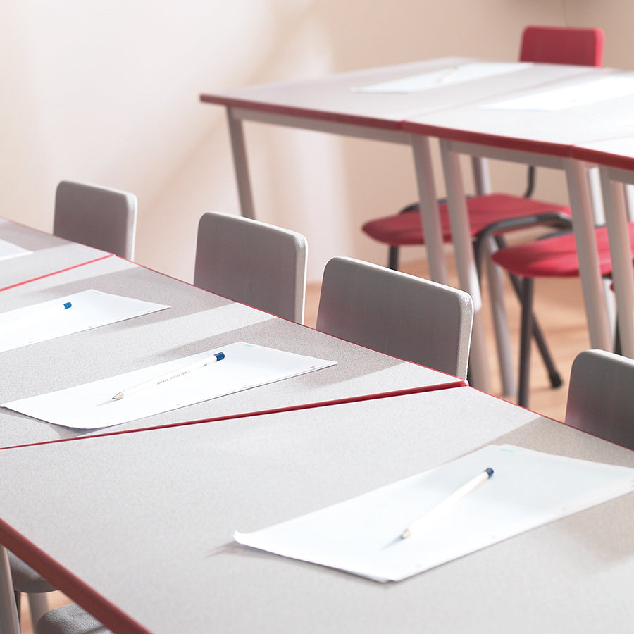 Two Piece Poly Chair Red and Grey Lifestyle Image