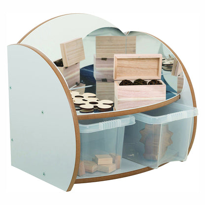 Twoey Mini Shelf with Mirrors & Clear Trays Grey S-0281-15 YP30025-GREY 1 