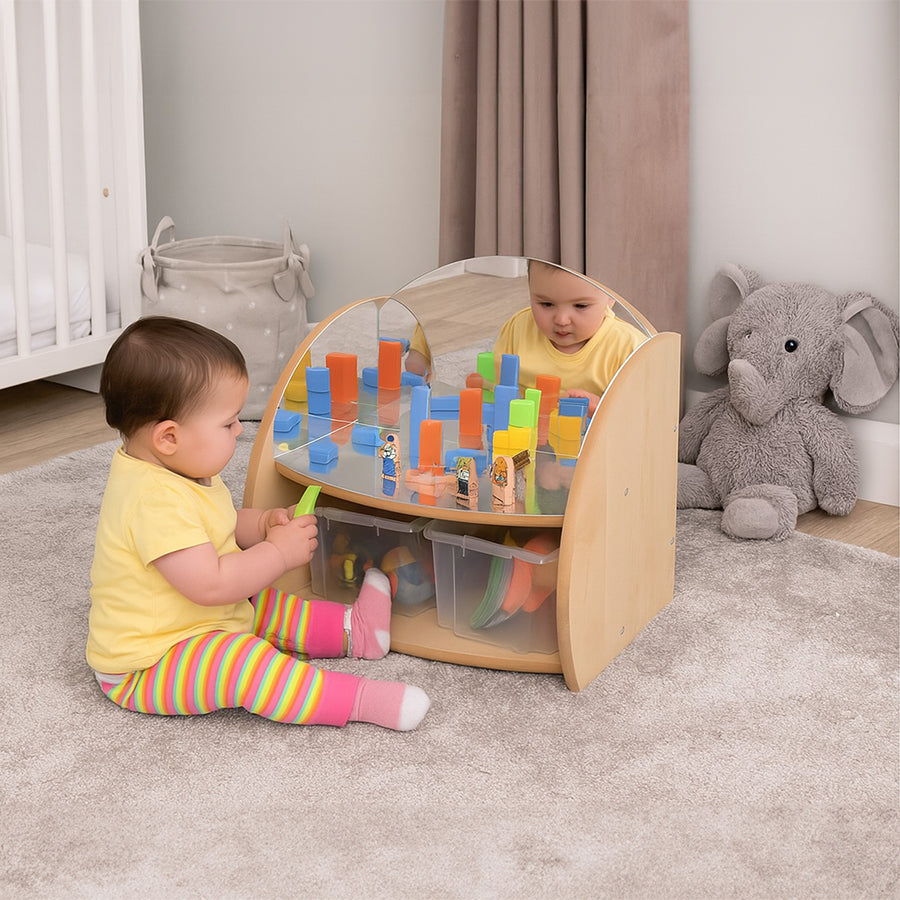 Twoey Mini Shelf with Mirrors & Clear Trays Maple S-0281-07 YP30025 1