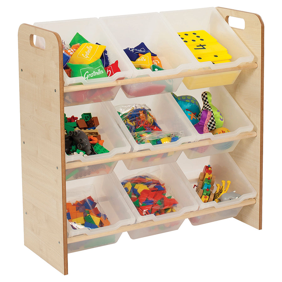 Twoey Single Sided Classroom Tidy with Clear Gratnells Trays S-1643-07 YP30102-MAPLE-CLEAR 1
