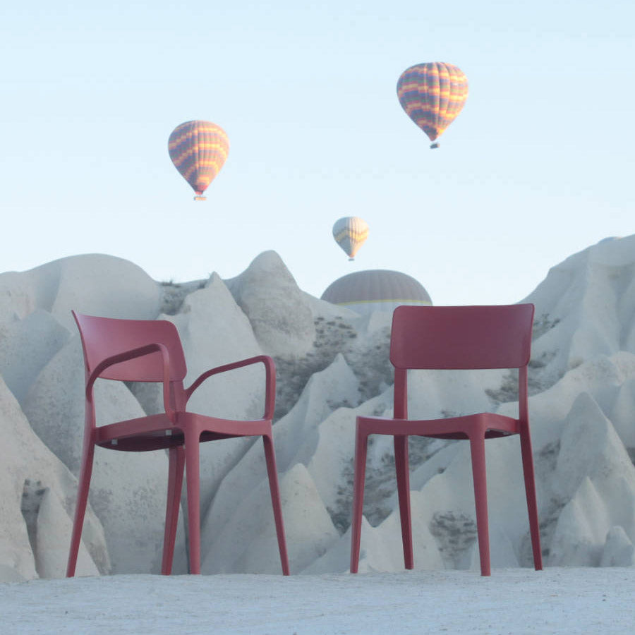 Vivo Polypropylene Side Chair and Armchair One Piece Terracotta Red Lifestyle Image